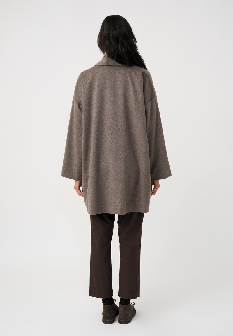Eskandar Cashmere Shawl Collar Open Coat in Dark Natural