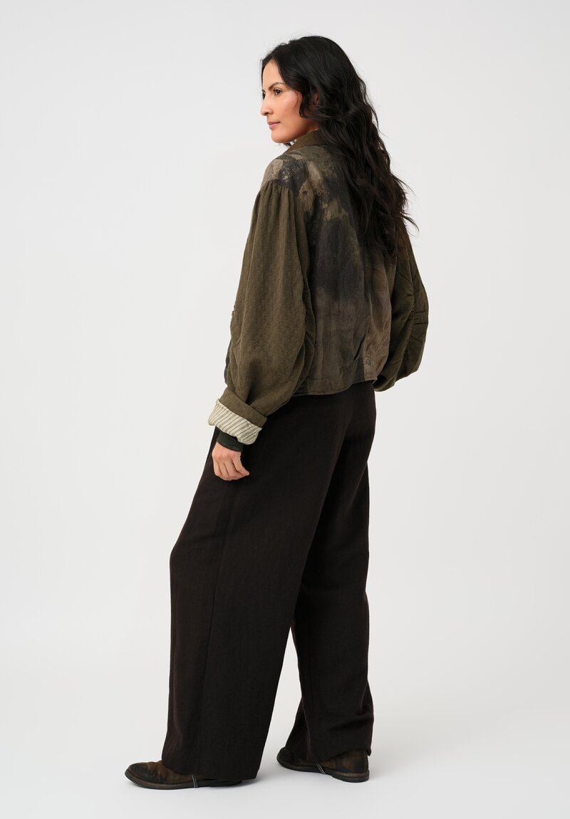 Ziggy Chen Cotton Stardust Bomber Jacket in Marbled Olive Green