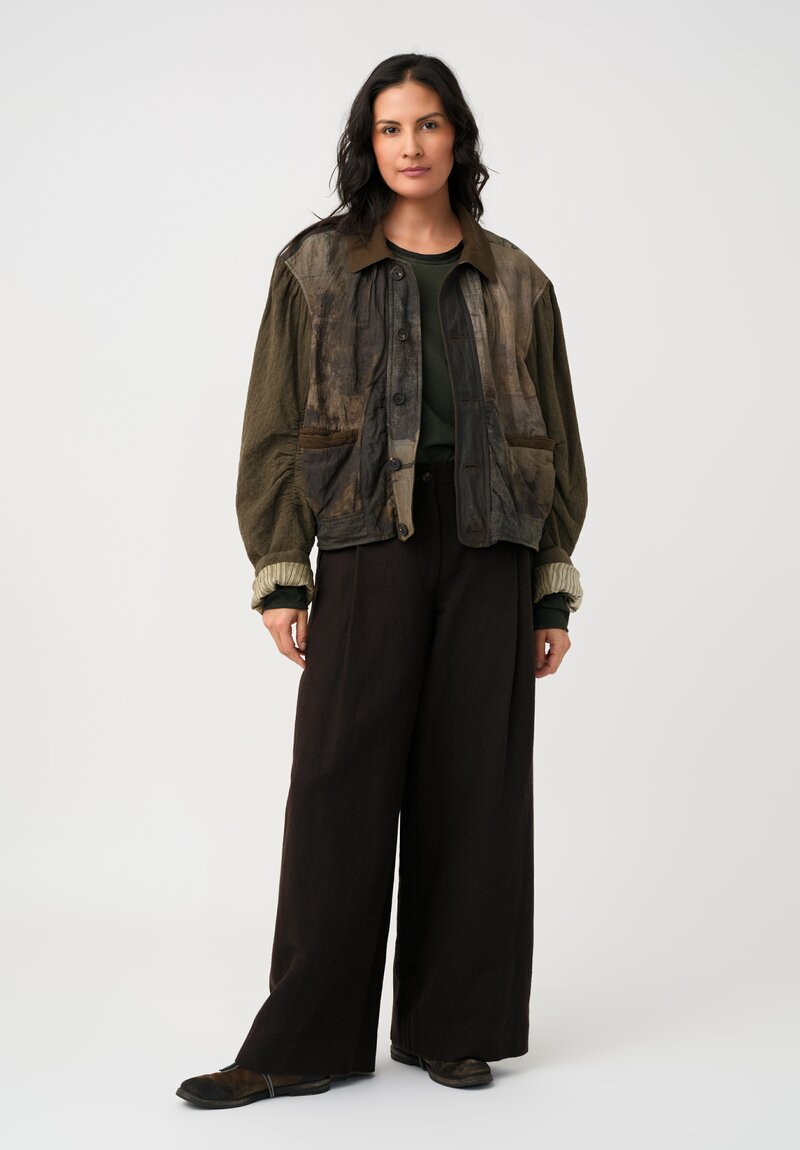Ziggy Chen Cotton Stardust Bomber Jacket in Marbled Olive Green