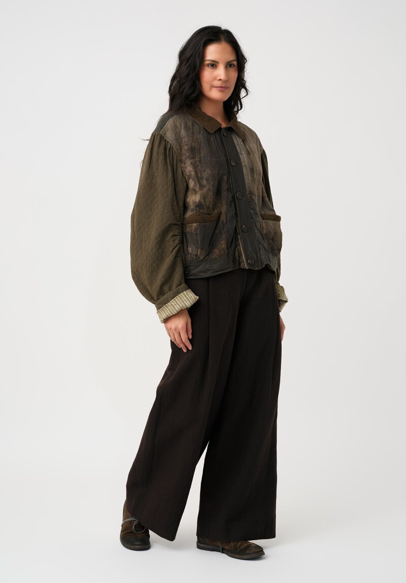 Ziggy Chen Cotton Stardust Bomber Jacket in Marbled Olive Green