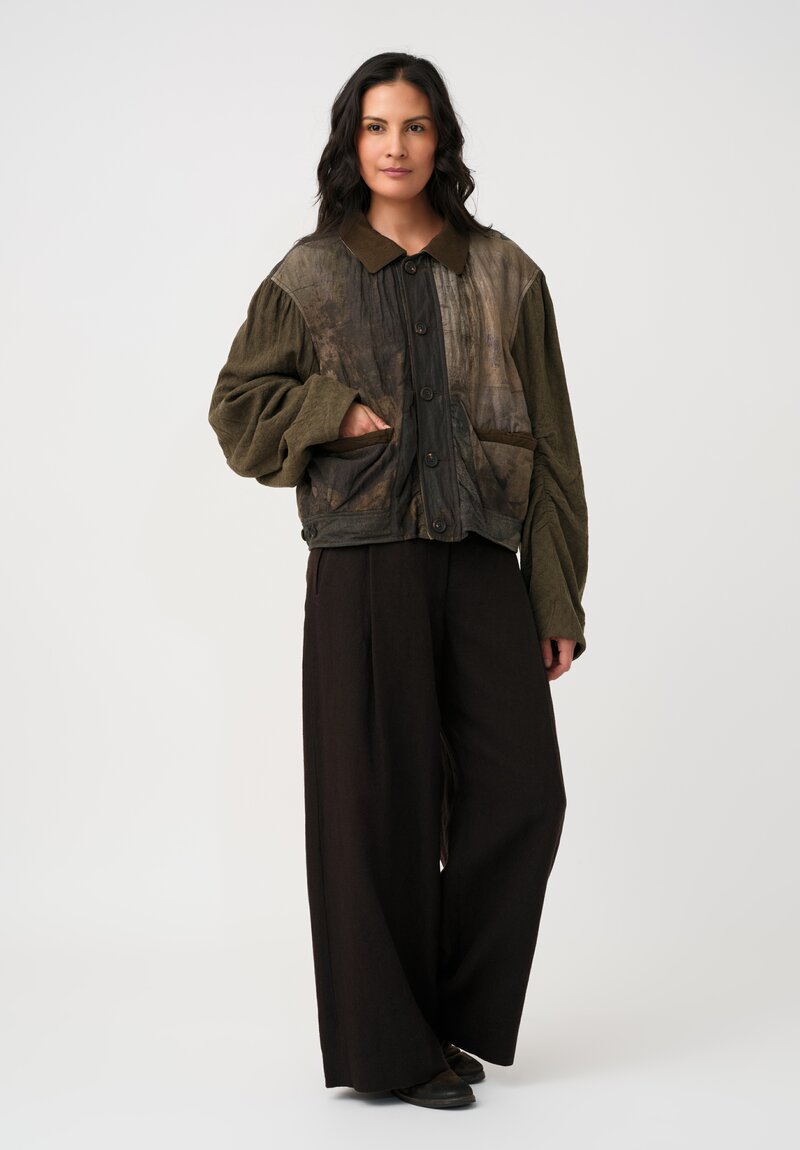 Ziggy Chen Cotton Stardust Bomber Jacket in Marbled Olive Green