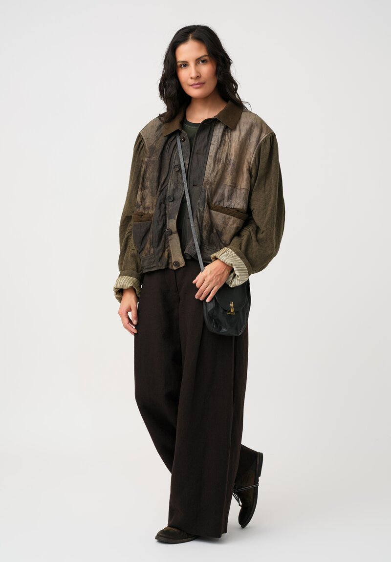 Ziggy Chen Cotton Stardust Bomber Jacket in Marbled Olive Green