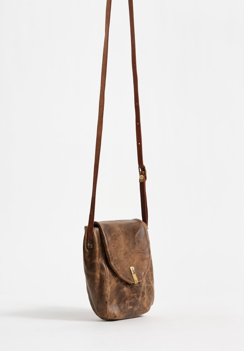 Ziggy Chen Small Leather Shoulder Bag Sepia Brown