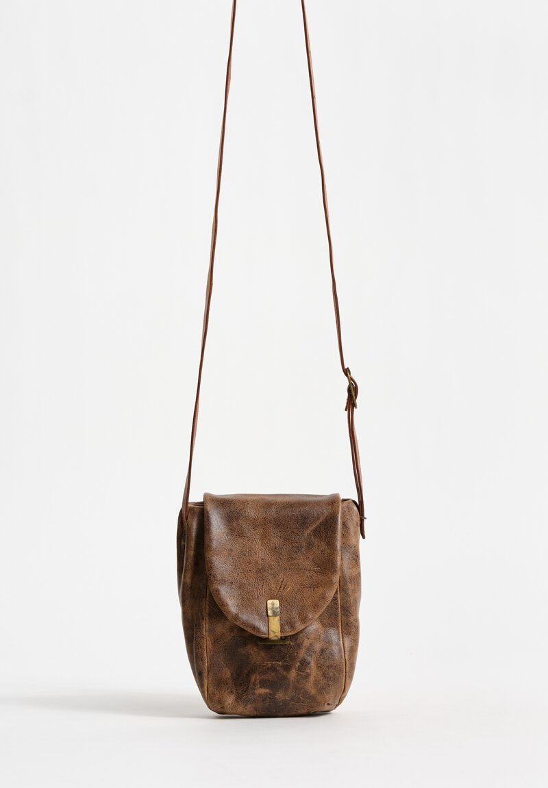 Ziggy Chen Small Leather Shoulder Bag Sepia Brown