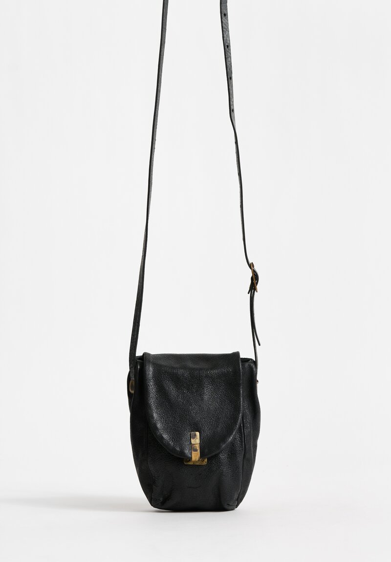 Ziggy Chen Small Leather Shoulder Bag Ebony Black
