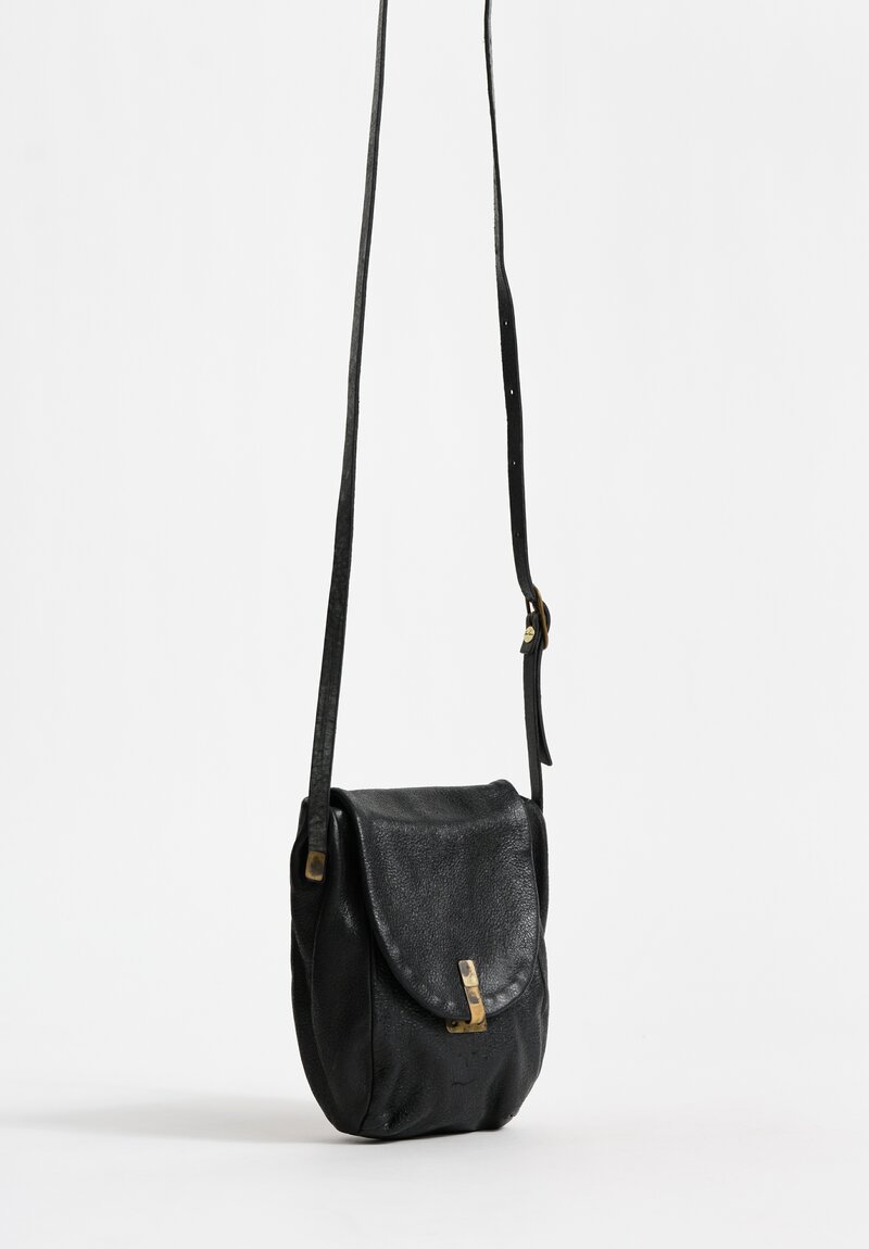 Ziggy Chen Small Leather Shoulder Bag Ebony Black