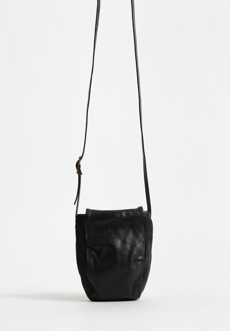 Ziggy Chen Small Leather Shoulder Bag Ebony Black