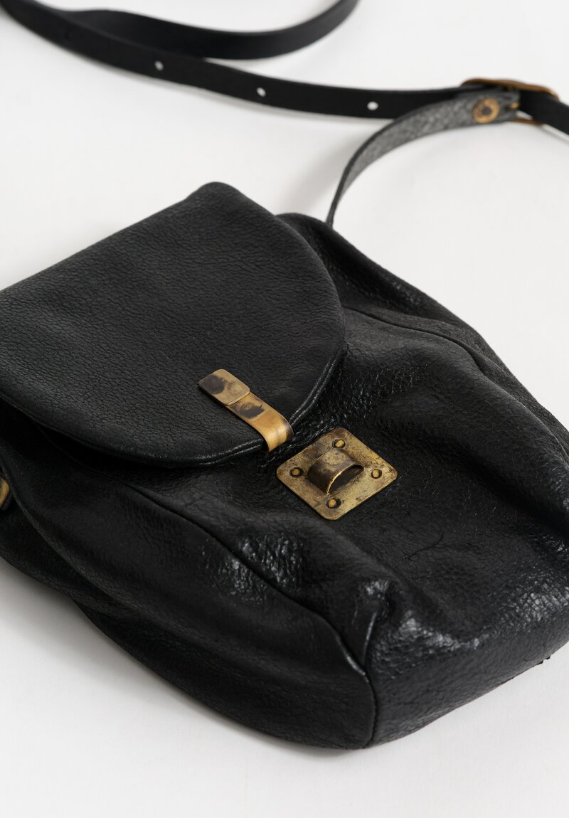 Ziggy Chen Small Leather Shoulder Bag Ebony Black
