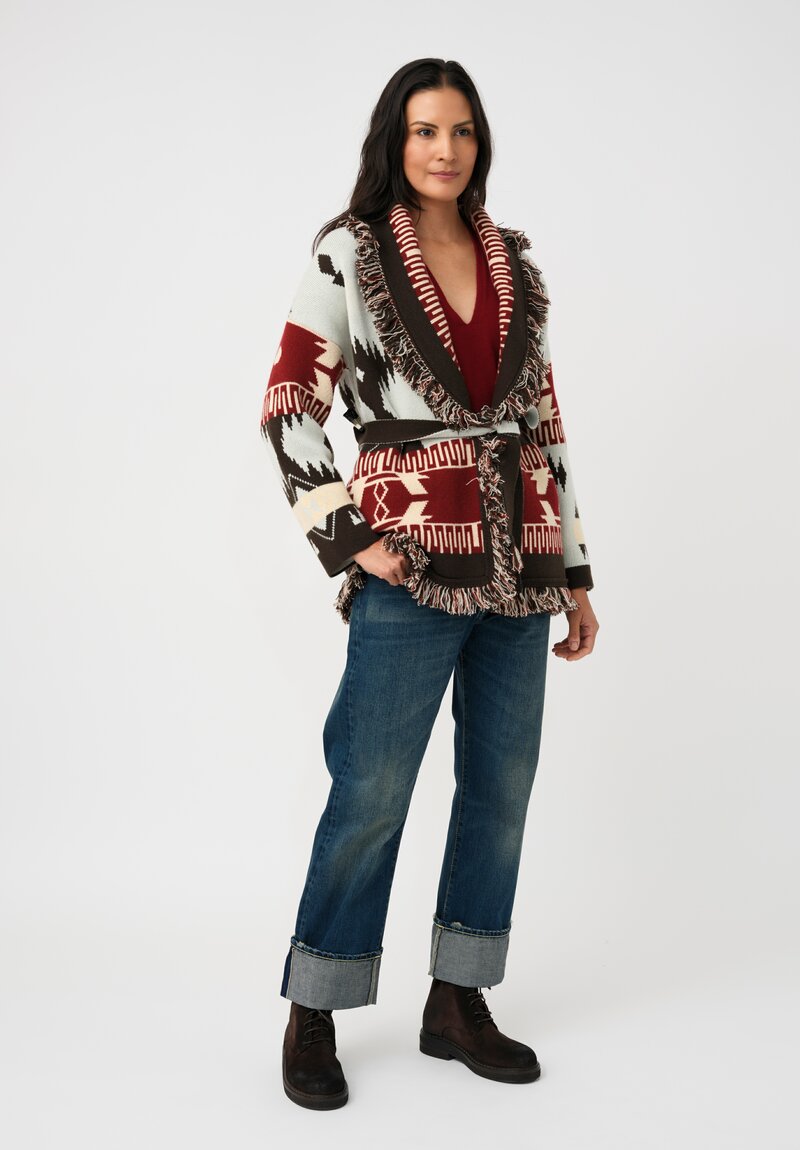 Alanui Double Jacquard Knit Cashmere Geometric Pattern Icon Cardigan	