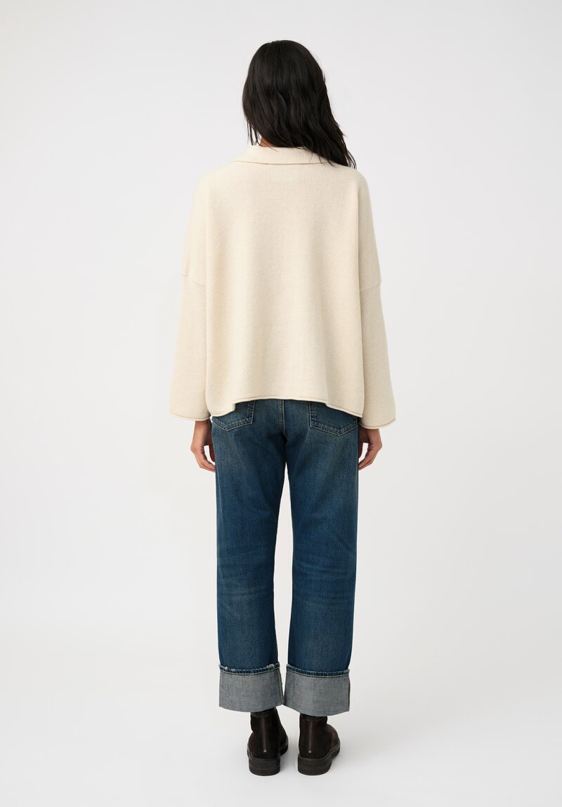 Alanui Cashmere & Cotton Finest Polo Sweater in Chalk White 