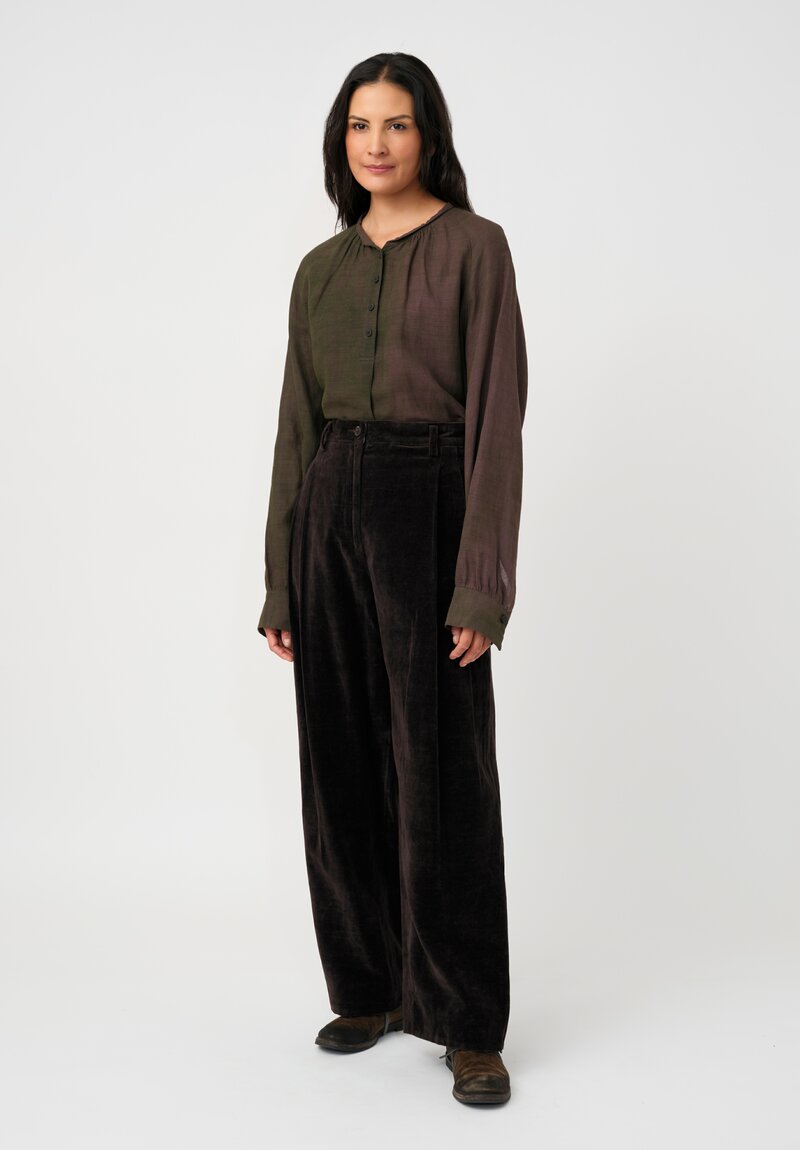 Ziggy Chen Cotton Velvet Knife Pleat Pants