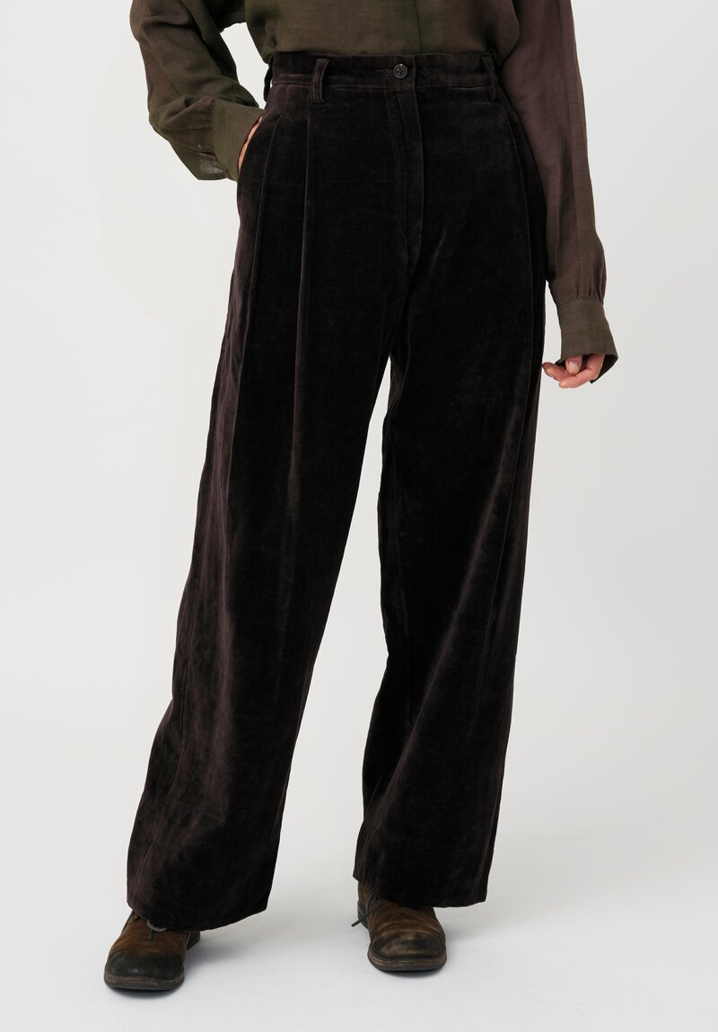 Ziggy Chen Cotton Velvet Knife Pleat Pants