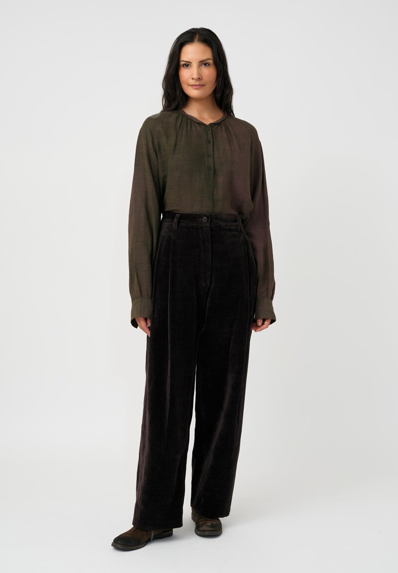 Ziggy Chen Cotton Velvet Knife Pleat Pants