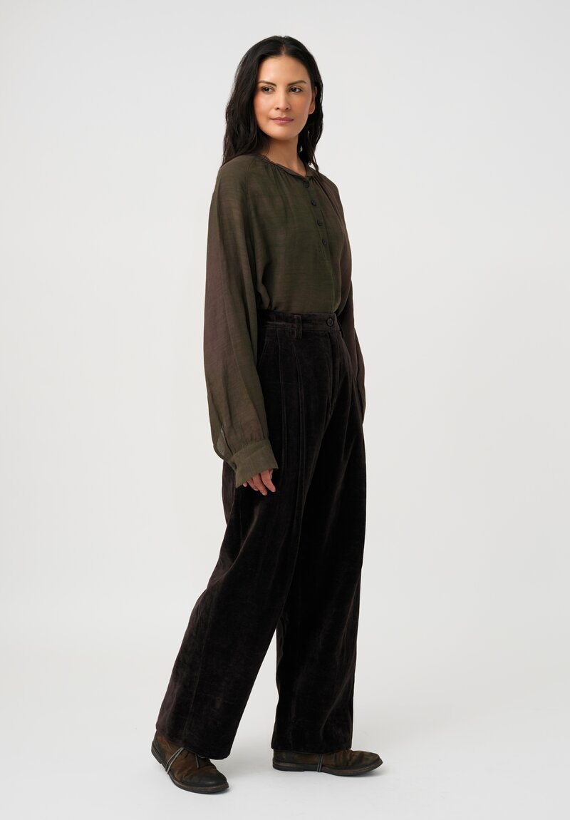 Ziggy Chen Cotton Velvet Knife Pleat Pants