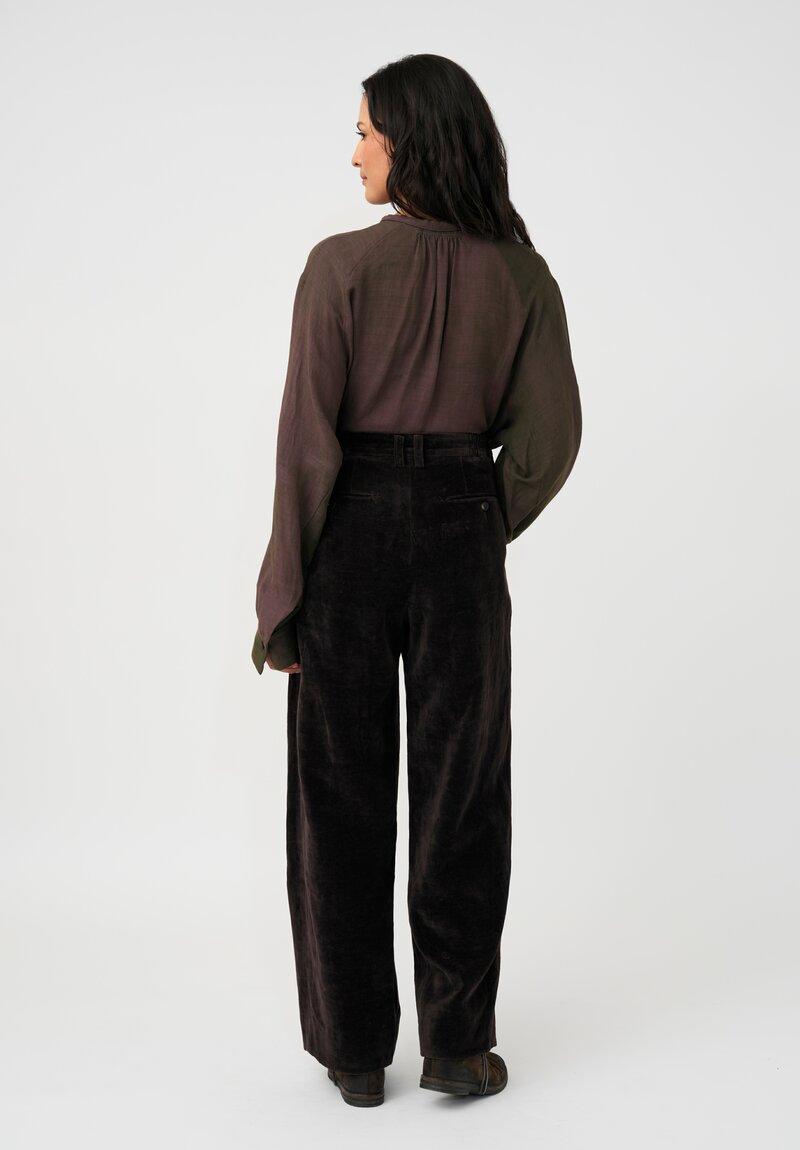 Ziggy Chen Cotton Velvet Knife Pleat Pants