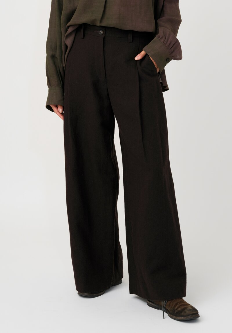 Ziggy Chen Cashmere Linen Twill Wide-Leg Pants