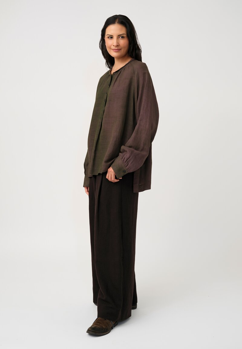 Ziggy Chen Cashmere Linen Twill Wide-Leg Pants