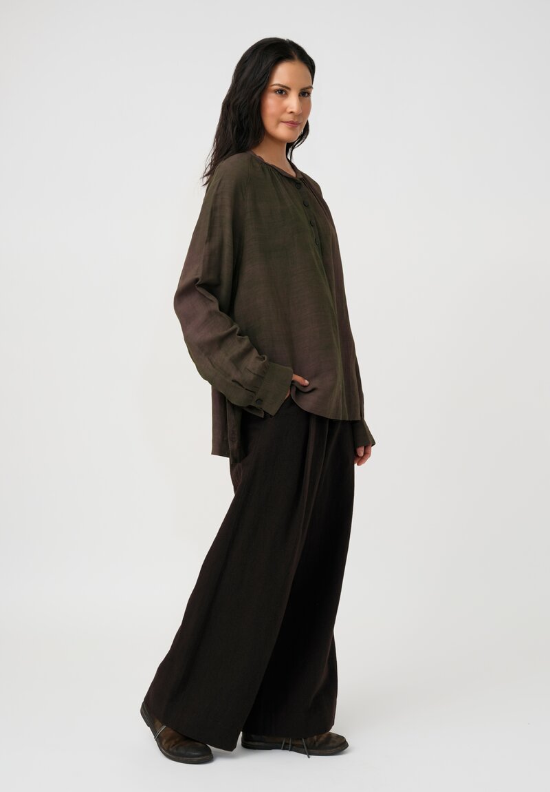 Ziggy Chen Cashmere Linen Twill Wide-Leg Pants