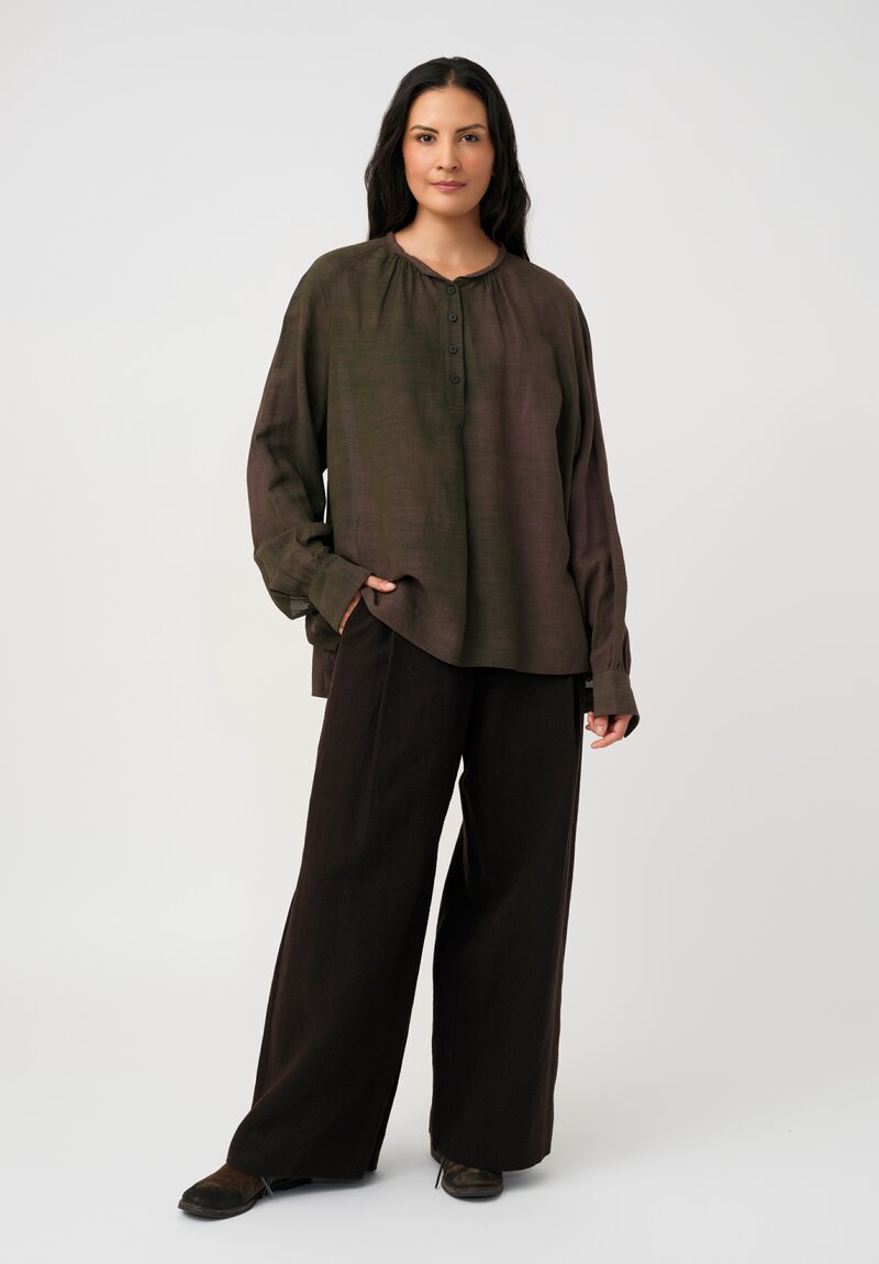 Ziggy Chen Cashmere Linen Twill Wide-Leg Pants
