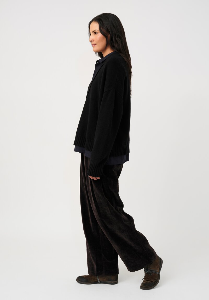 Ziggy Chen Cashmere Ribbed Deep V-Neck Sweater