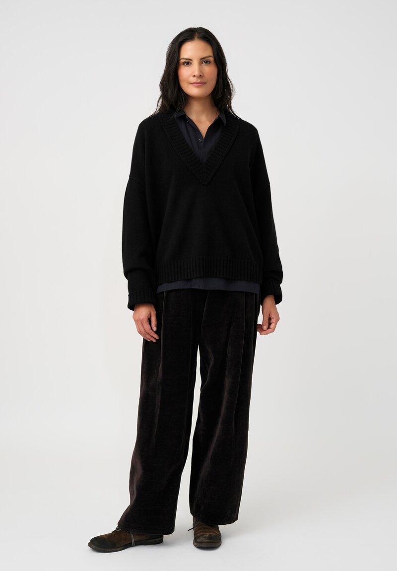 Ziggy Chen Cashmere Ribbed Deep V-Neck Sweater