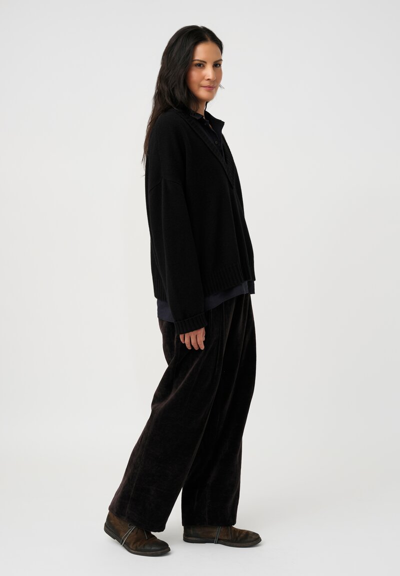 Ziggy Chen Cashmere Ribbed Deep V-Neck Sweater