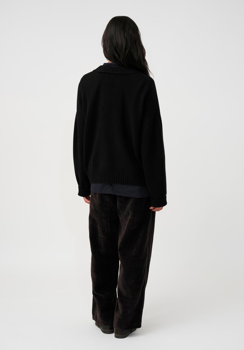 Ziggy Chen Cashmere Ribbed Deep V-Neck Sweater