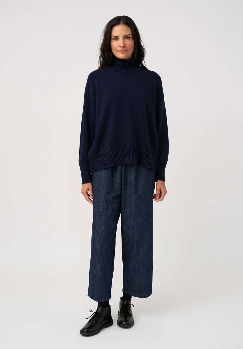 Eskandar Cotton Denim Japanese Pull-On Cropped Jeans