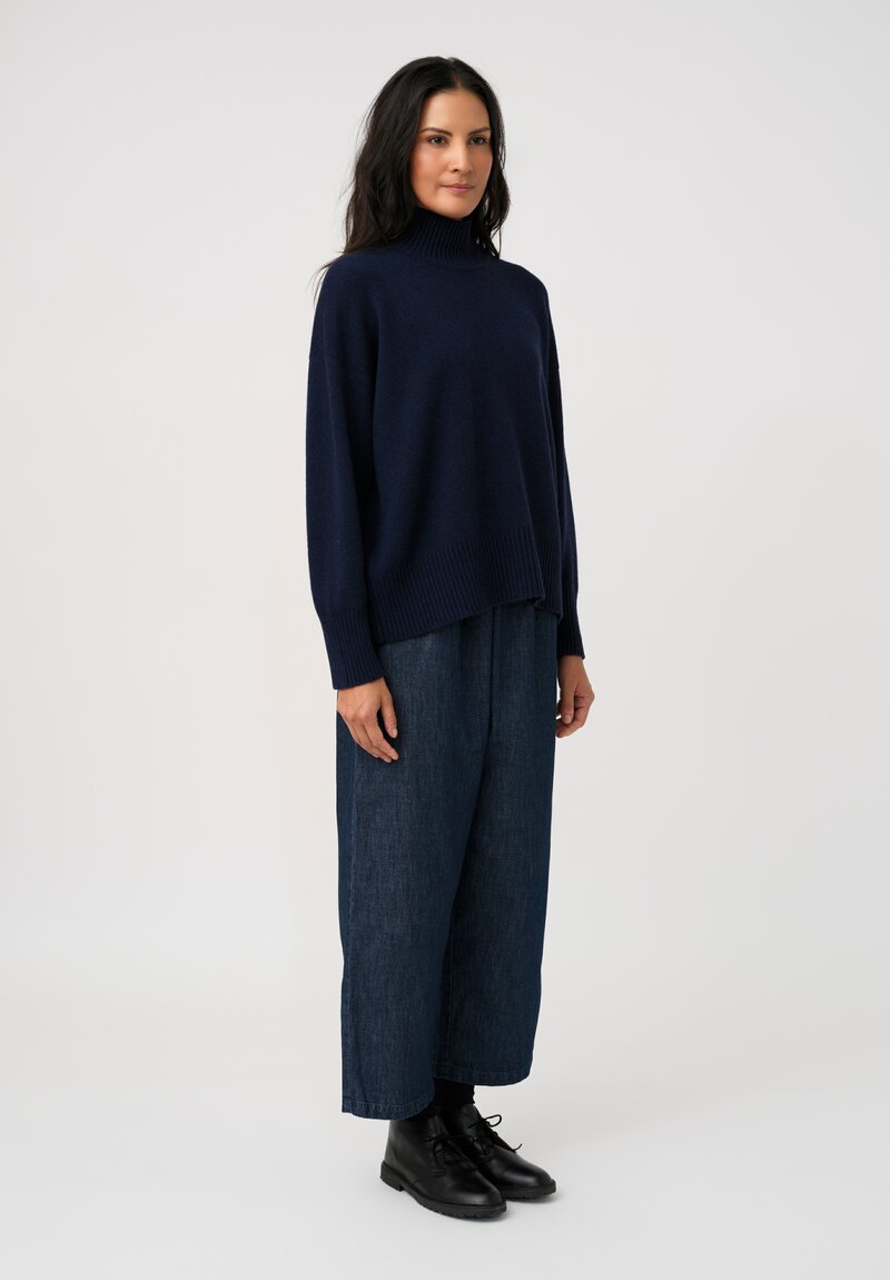 Eskandar Cotton Denim Japanese Pull-On Cropped Jeans