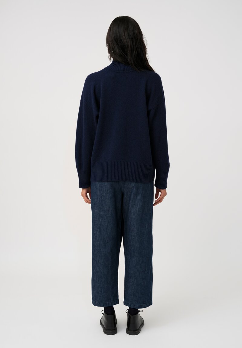 Eskandar Cotton Denim Japanese Pull-On Cropped Jeans