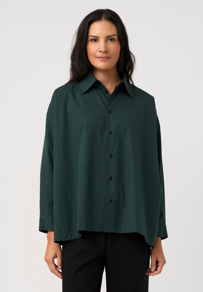 Eskandar Cotton Poplin Slouch Button Down Shirt