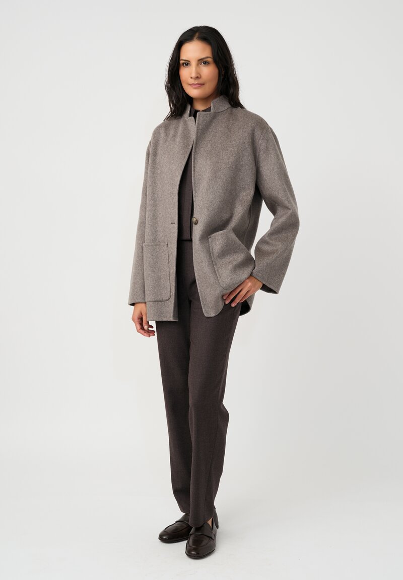 Agnona Cashmere Hairline Striped Nehru Collar Jacket