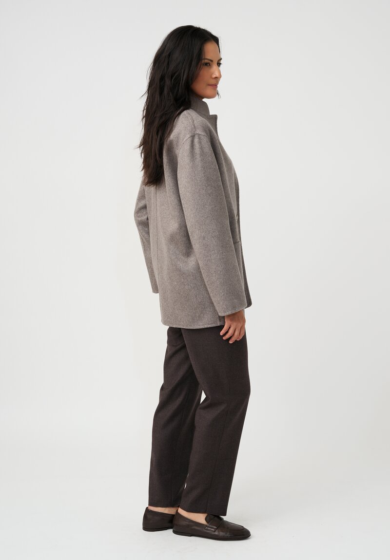 Agnona Cashmere Hairline Striped Nehru Collar Jacket