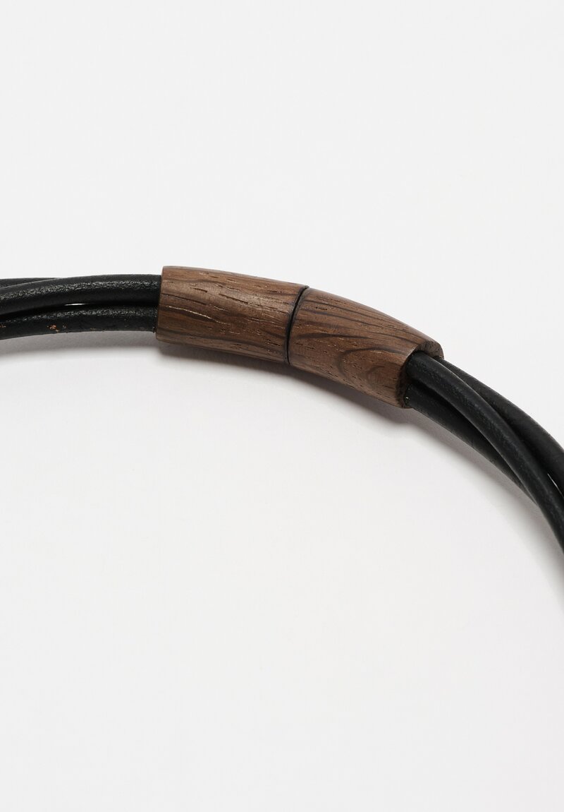 Monies Mint Baroque Pearl, Leather & Bog Oak Necklace	