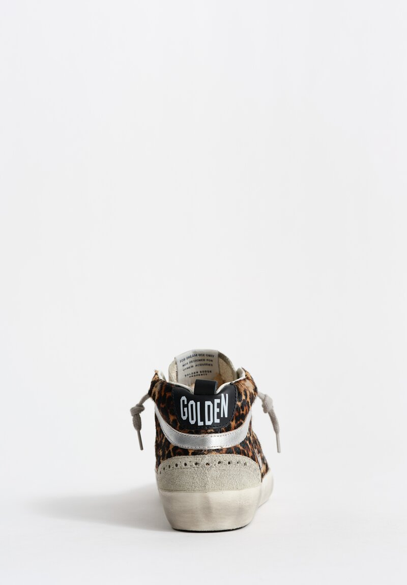 Golden Goose Leopard Horse Hair, Suede & Leather Horsy Mid Star in Ice, Black & Beige Brown