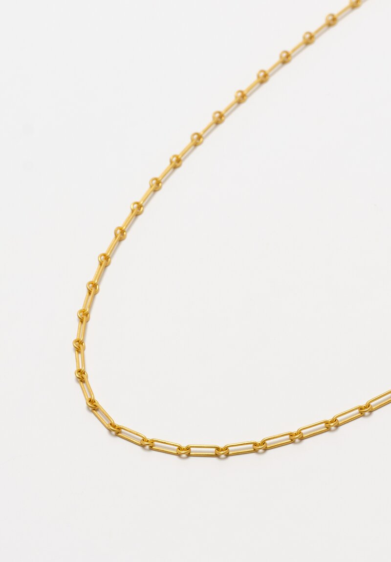 Denise Betesh Matte 22K Long Links Paperclip Chain Necklace	