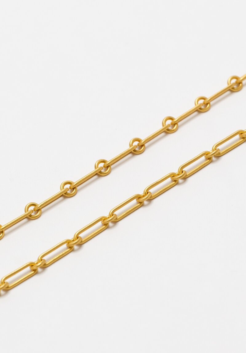 Denise Betesh Matte 22K Long Links Paperclip Chain Necklace	