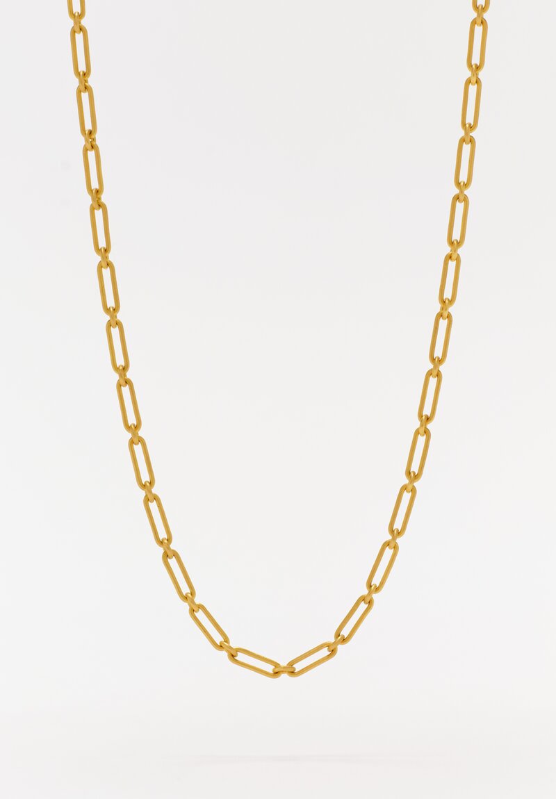 Denise Betesh Matte 22K Long Links Paperclip Chain Necklace	