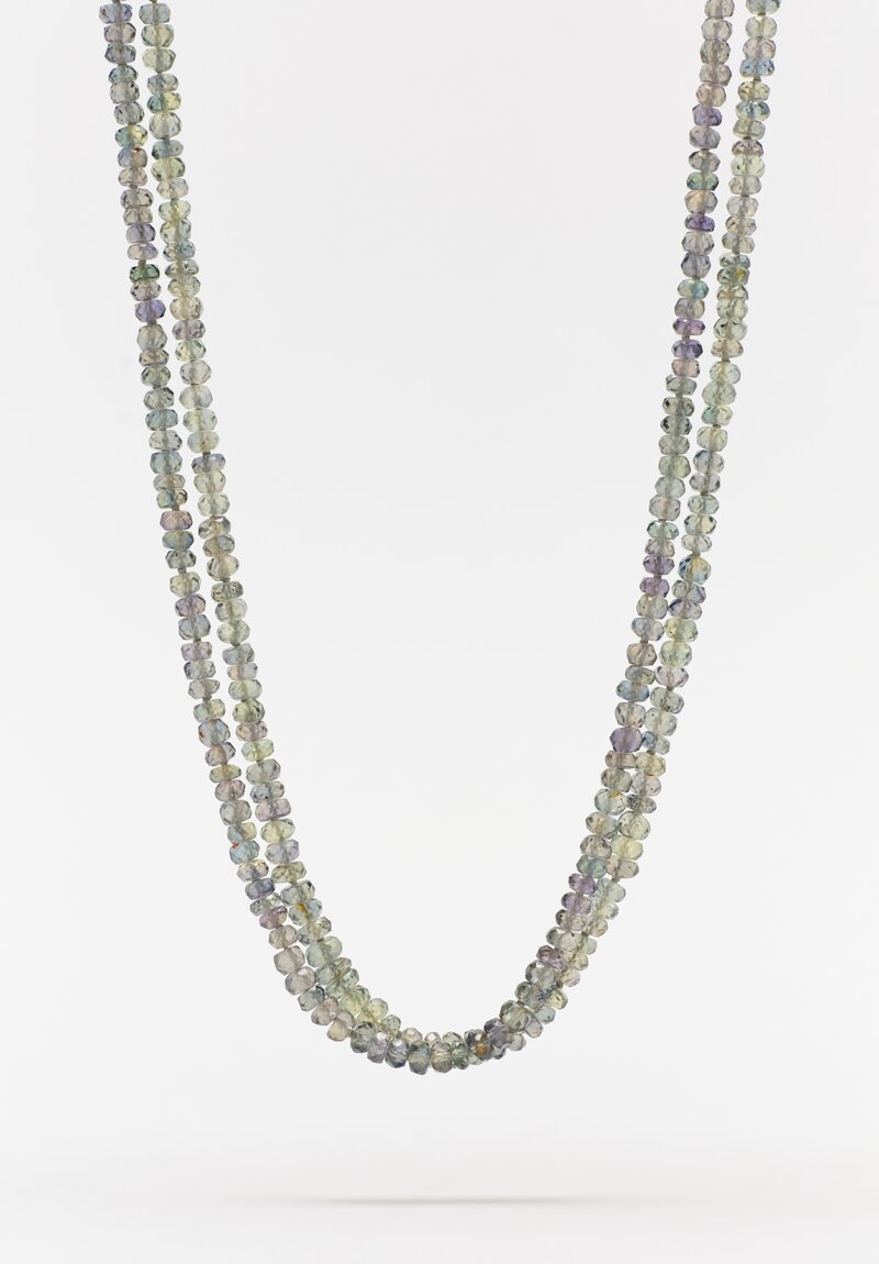Denise Betesh Double Strand 18K, 20K, 22K & Green Sapphire Rondelle Beaded Necklace	