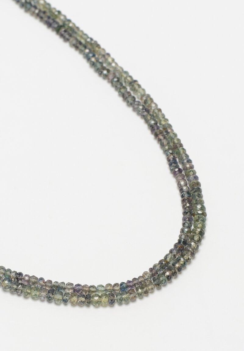 Denise Betesh Double Strand 18K, 20K, 22K & Green Sapphire Rondelle Beaded Necklace	