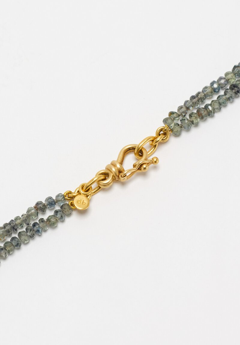 Denise Betesh Double Strand 18K, 20K, 22K & Green Sapphire Rondelle Beaded Necklace	