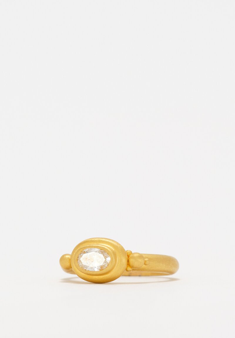 Denise Betesh Matte 20K, 22K Donut Bezel Set Brilliant White Diamond Ring	