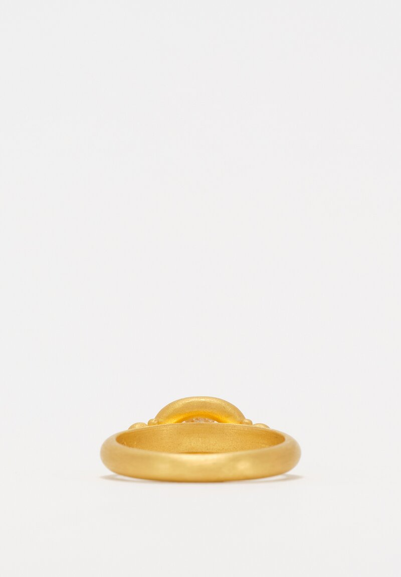 Denise Betesh Matte 20K, 22K Donut Bezel Set Brilliant White Diamond Ring	