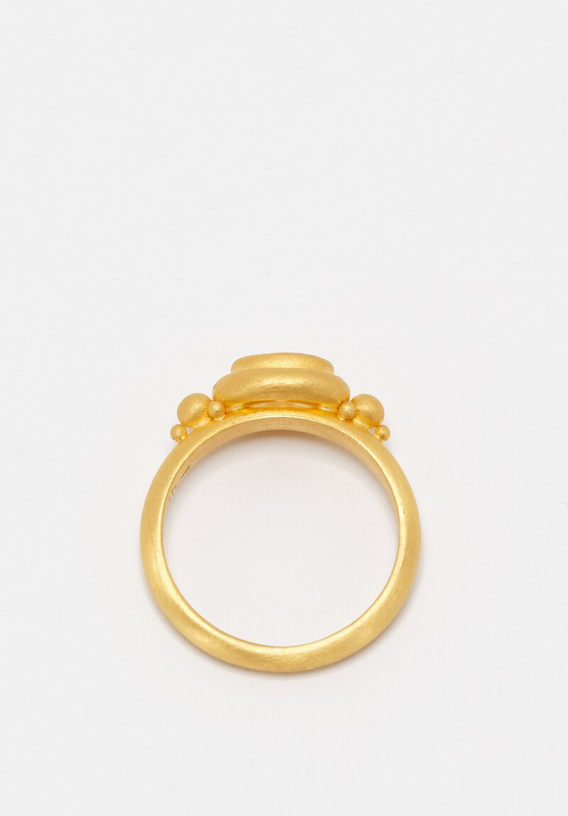 Denise Betesh Matte 20K, 22K Donut Bezel Set Brilliant White Diamond Ring	