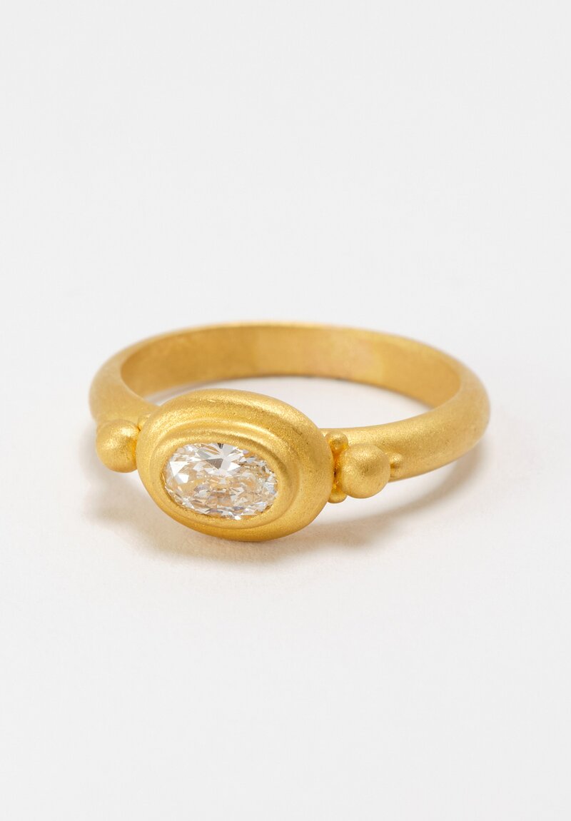 Denise Betesh Matte 20K, 22K Donut Bezel Set Brilliant White Diamond Ring	