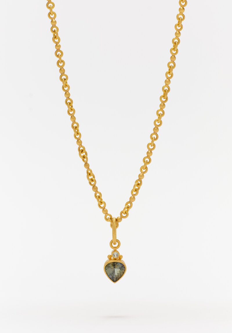 Denise Betesh 22K Natural Trillion Cut Tanzanite & Green Sapphire Pendant	