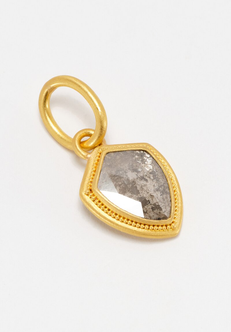 Denise Betesh 22K Shield Cut Landscape Diamond Slice Pendant	