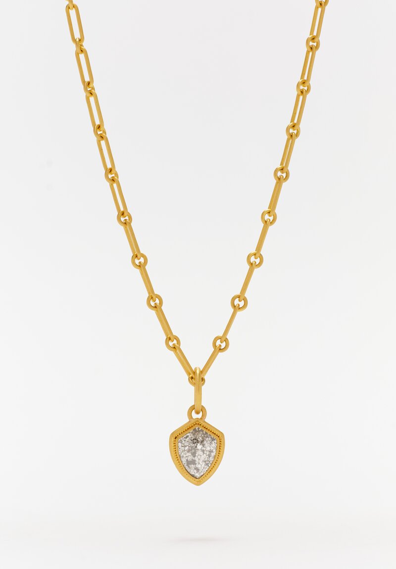 Denise Betesh 22K Shield Cut Landscape Diamond Slice Pendant	