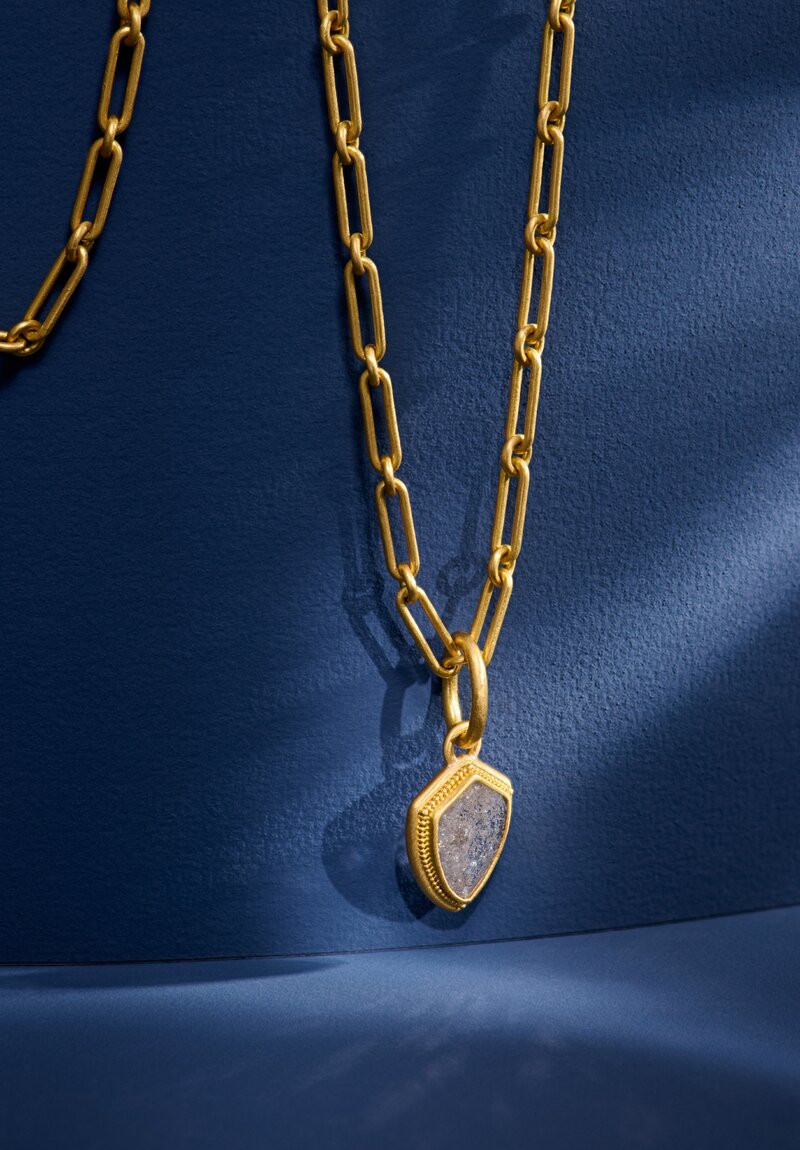 Denise Betesh 22K Shield Cut Landscape Diamond Slice Pendant	