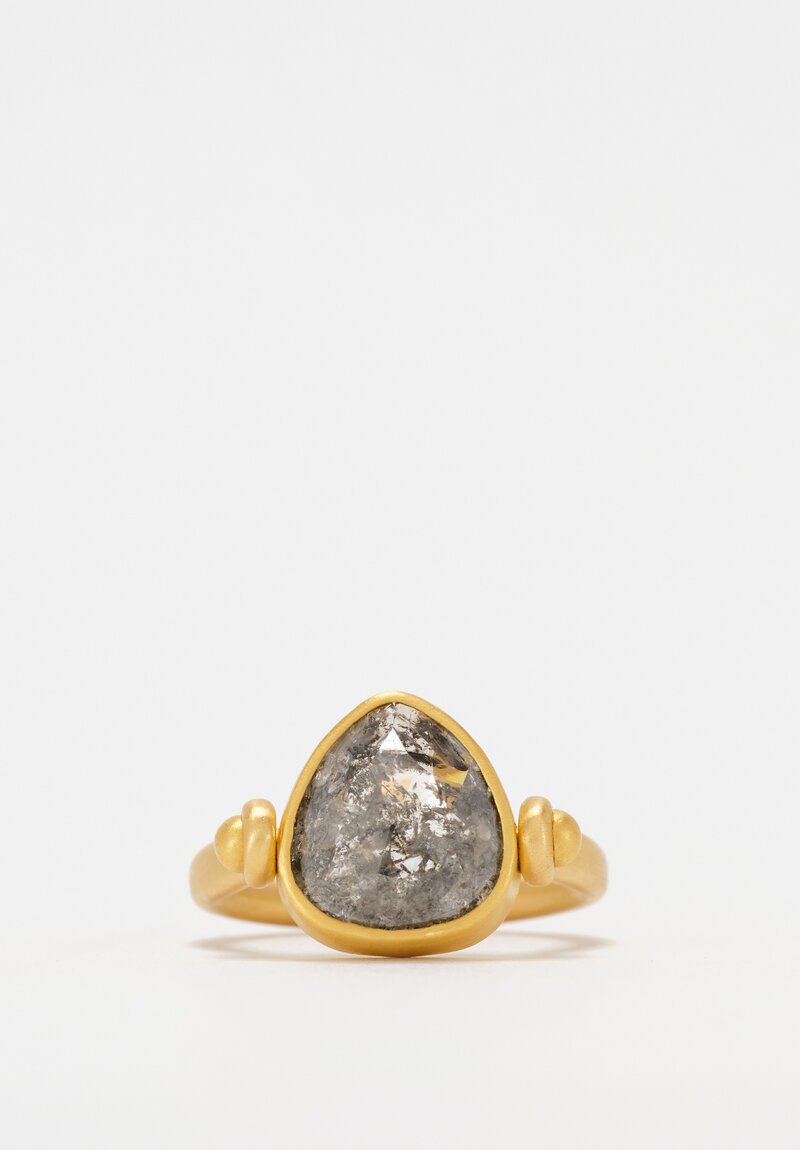 Denise Betesh Matte 20K, 22K Salt & Pepper Diamond Tabiz Swivel Ring	